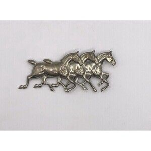 Equestrian Silver Metal Trotting Horse Pony Brooch Pin